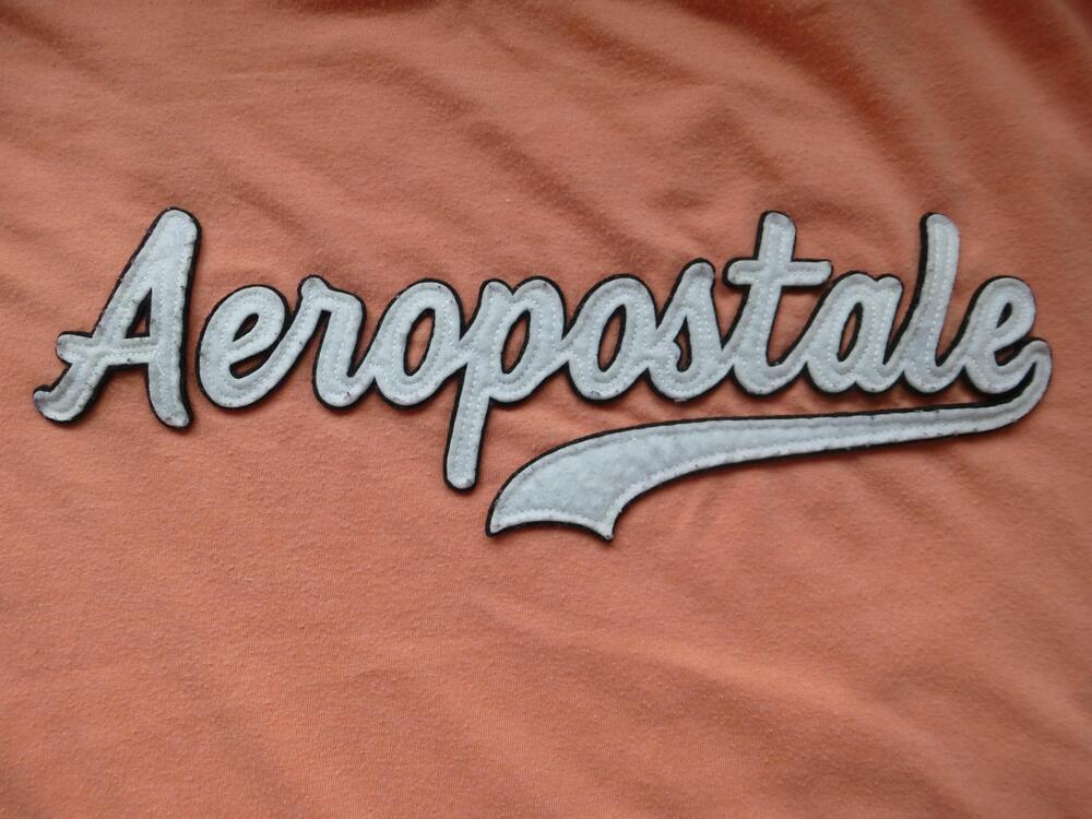 Aeropostale T Shirt Men Large Script Logo Applique Crewneck Embroidered Spellout